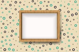 Wood photo frame for image and text with light background vector