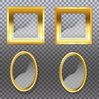 Modern frame for photo or pictures with shadow. realistic Metallic golden frame vector