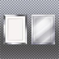 Modern frame for photo or pictures with shadow. realistic Metallic silver frame vector
