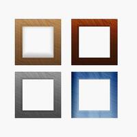 Four wodden Squared realistic Photo frame vector