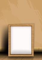 Photo frame made of natural wood on the wall Set of square photo frames Empty pictures vector