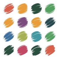 Colorful brush strokes set with various shapes and colors for creative design uses vector