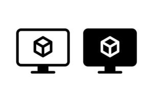 3D Modeling on Computer icon set. vector