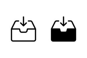download box icon set. Perfect for websites, applications, and user interfaces. Symbolizes downloading, receiving, and data transfer vector