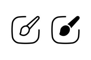 Paint Brush Icon set. Inside Square Frame. Suitable for design, art, and creativity related projects vector