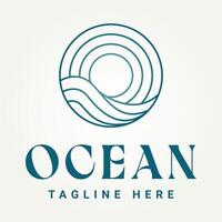 simple minimalist ocean line art icon logo template illustration design vector