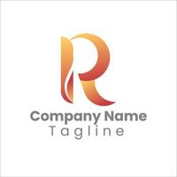 R Letter Logo Design with red yellow Colors vector