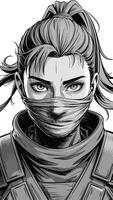 Ninja A Determined Woman with a Mask vector