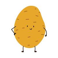 Flat style illustration of potato with happy face, ideal for healthy eating, cooking projects, and vegetable-inspired designs. vector