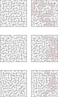 Complex Mazes Solutions, Paths, Puzzles, Games, Challenges, Logic, Brain Teasers, Activities, Fun vector