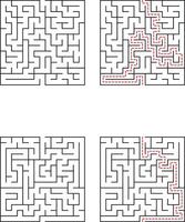 Complex Square Mazes Solutions and Puzzles for Kids and Adults vector