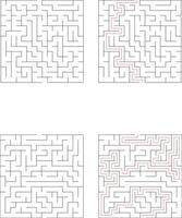 Complex Mazes Solutions Puzzles, Brain Teasers, Pathfinding Games vector