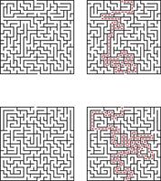 Complex Mazes Solutions, Paths, Puzzles, Games, Brain Teasers, Challenges, Activities, Fun, Designs vector