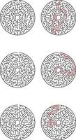 Circular Maze Puzzles Solutions and Pathfinding Challenges vector