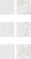 Complex Square Mazes Solutions, Puzzles, Paths, and Challenges vector