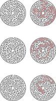 Circular Maze Puzzles Solutions, Paths, and Concentric Designs vector