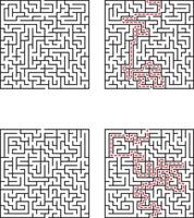 Complex Mazes Solutions Pathfinding Puzzles, Brain Teasers, Logic Games vector