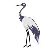 Standing Japanese red crowned crane traditional symbol of elegance and longevity vector