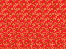 Traditional Japanese seigaiha wave pattern in red and gold seamless design vector