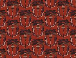 a pattern with red and brown flowers on it vector