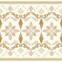 Intricate symmetrical pattern inspired by classical baroque design elements stylized floral and foliage elements interconnect with Brown Gold on Beige Background design for Wallpaper Brocade Textiles vector