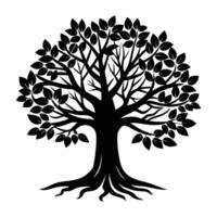 single tree illustration silhouette on white background. vector