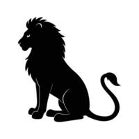 lion sitting , illustration silhouette on white background. vector