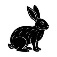 rabbit sitting , illustration silhouette on white background. vector