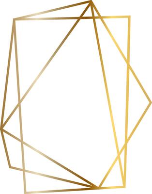Golden geometric frame creating an elegant and modern design, perfect for invitations, cards, and decorative projects, providing a touch of luxury and sophistication