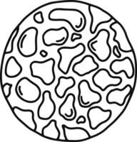 Black and white line art illustration featuring a circular shape with an abstract pattern of irregular spots, evoking a leopard print design vector