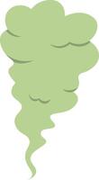 Green stinky toxic cartoon fart escapes upwards and expands, filling the air with its unpleasant odor, creating an embarrassing and funny moment vector