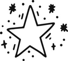 Hand drawn star surrounded by playful sparks and dots creates a whimsical, celebratory design against a clean white background, evoking feelings of joy and festivity vector