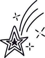 Simple, hand drawn illustration of a shooting star with sparkles leaving a trail, isolated on a white background, perfect for adding a touch of whimsy to any project vector