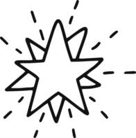 Simple, hand drawn star radiating light and energy, perfect for children's illustrations, creative projects, and adding a touch of whimsy to any design vector