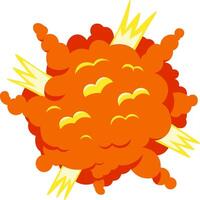 Big bang explosion creating a red and orange cloud of smoke with yellow flames expanding and filling the space, perfect for representing a powerful explosion or a sudden burst of energy vector