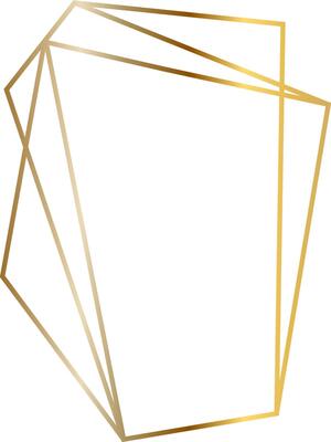 Golden frame with irregular geometric lines creating an elegant design for invitations, posters, and social media posts, adding a touch of sophistication and modern style