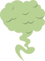 Stinky green cartoon cloud rising from the ground, symbolizing bad odor, pollution, or toxic gas, featuring a humorous and simple design that adds a playful touch vector