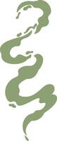 Wavy green smoke raising and swirling on white background, creating an abstract and mesmerizing pattern, ideal for backgrounds and graphic designs vector