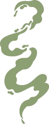 Wavy green smoke raising and swirling on white background, creating an abstract and mesmerizing pattern, ideal for backgrounds and graphic designs