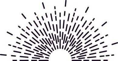 Abstract radial lines exploding in a semicircle shape, creating a vintage effect perfect for backgrounds and decorations. Bright colors and dynamic patterns enhance visual interest vector