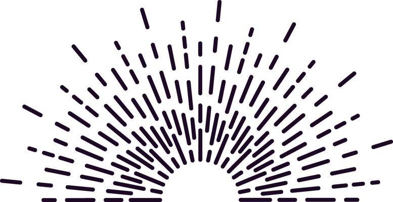 Abstract radial lines exploding in a semicircle shape, creating a vintage effect perfect for backgrounds and decorations. Bright colors and dynamic patterns enhance visual interest