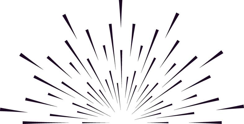 Retro radial lines radiating from the center, expanding into a semicircle on a clean white background, perfect for enhancing vintage design projects with dynamic energy and style