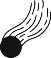 Minimalist illustration featuring a sleek black comet soaring through the dark expanse of space, leaving a bright white trail that enhances its swift movement vector