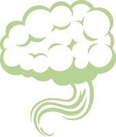 Green cartoon stink cloud rising from a smelly green vapor trail, representing a bad smell, pollution or something toxic, isolated on a white background vector