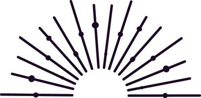 Semicircle of lines and dots radiating outward, creating a striking visual resembling a sun or crown. This simple black and white illustration embodies modern, minimal design vector