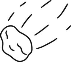 Hand drawn illustration featuring a meteorite plummeting through space, leaving a fiery trail in its wake, all set against a clean white background vector