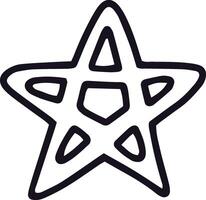 Simple, hand drawn five pointed star featuring geometric shapes within its outline, creating a unique and visually appealing pattern, suitable for various design projects vector