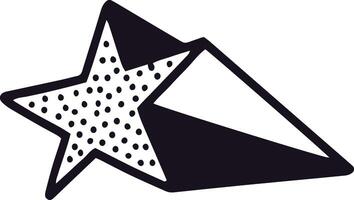 Black and white illustration of a dotted star intersecting an abstract geometric shape, creating a modern and minimalist logo design vector