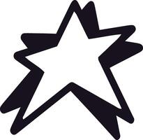 Hand drawn star with thick black outline creating a playful and whimsical element, perfect for adding a touch of charm to various design projects vector