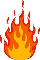 Cartoon fire burning with high flames isolated on white background, ideal for representing concepts related to heat, energy, passion and danger vector